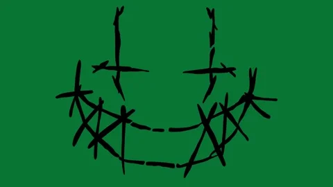 Scary Face Doodle Animation Green Screen Stock-Footage 323469331