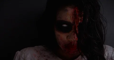 scary demon girl face