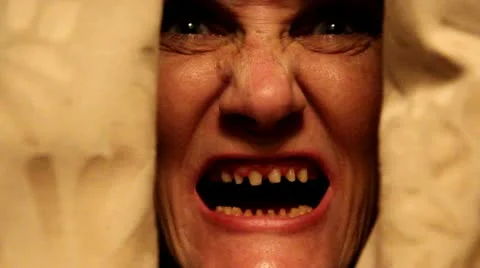 Scary Face Growls Stock Footage 11888069