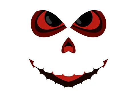 Scary face isolated on white background. Spooky halloween face with evil Stock Illustration