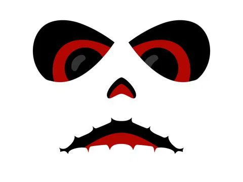 Scary face isolated on white background. Spooky halloween face with evil Illustrazione stock