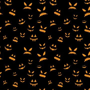 Scary face pattern. halloween background. Seamless pattern with cartoon scary Stock Illustration