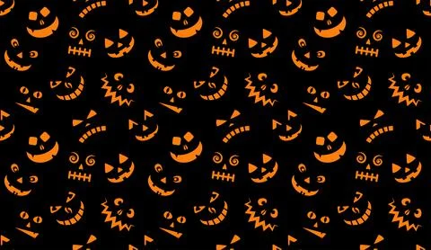 Scary face pattern. halloween background. Seamless pattern with cartoon scary Stock Illustration