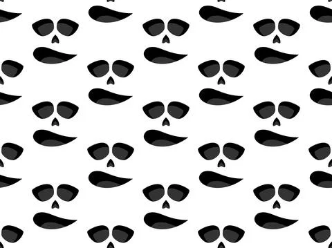 Scary face seamless pattern. Spooky halloween face with evil scary eyes 스톡 일러스트