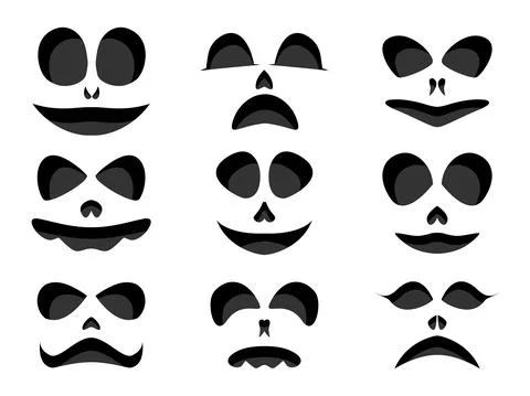 Scary faces set isolated on white background. Halloween pumpkin faces Stock-Illustration