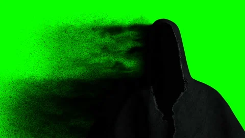Scary, fear ghost with dark particles. Realistic green screen 4k animation. Video stock 132382986