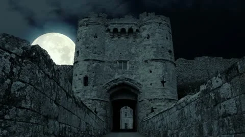 Scary Full moon over evil demon vampire Castle horror spooky cathedral devil Stockbeeldmateriaal 11516197