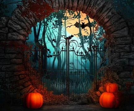 Scary gate halloween backdrop Stock Illustration