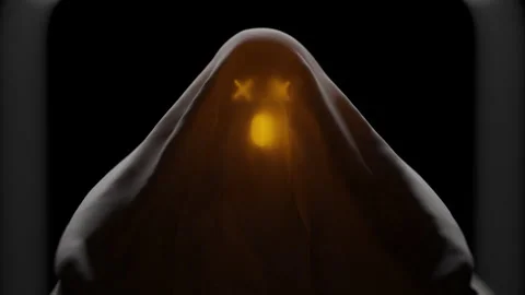 A scary ghost in a 3D animation Stock Footage 253633190