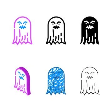Scary ghost clean color icon vector Stock Illustration