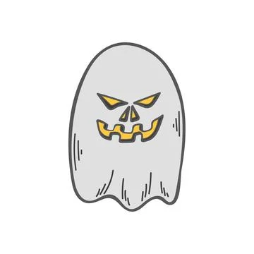 Scary ghost flat. Spooky soul. Autumn Halloween holiday. Angry face. Monster  Illustrazione stock