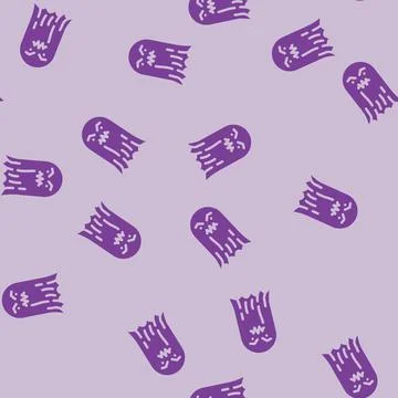 Scary ghost glyph vector seamless pattern Stock Illustration