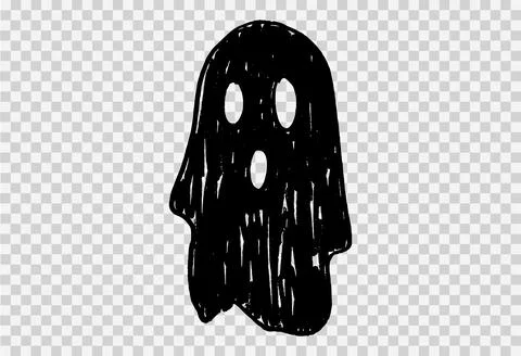 Scary ghost hand drawn brush stroke style isolated on png or transparent back Illustrazione stock