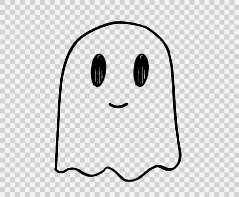 Scary ghost hand drawn brush stroke style isolated on png or transparent back Stock Illustration