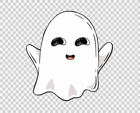 Scary ghost hand drawn brush stroke style isolated on png or transparent back Stock Illustration
