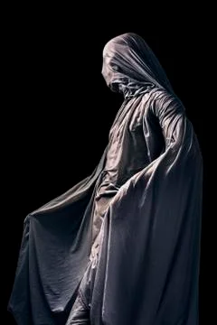 Scary ghost isolated on black background with clipping path Stock Photos