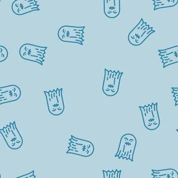 Scary ghost line vector seamless pattern Stock Illustration