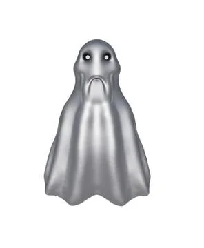The scary Ghost in a white cloth floating isolated 3D illustration. Stock Illustration