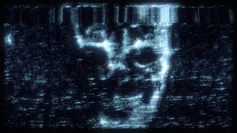 Scary ghostly face distorted footage Stock Footage 263896011