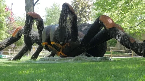 Scary Giant Mechanical Spider.   Stock Footage 76609591