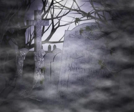 Scary graveyard background Stock Illustration