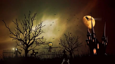 Scary halloween animation Stock Footage 154384327