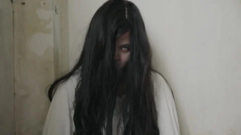 Scary halloween devil ghost with black makeup and psychopath costumes day or 스톡 동영상 343826726