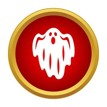 Scary halloween ghost icon in red circle button Stock Illustration