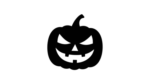 Scary Halloween jack-o-lantern pumpkin silhouette animation on white backgrou 動画素材 342637611
