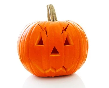 Scary halloween pumpkin with face Stock Photos