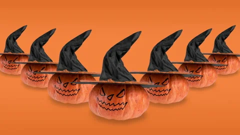 Scary halloween pumpkin pattern perspective Stock Footage 141156166