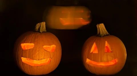 Scary halloween pumpkins Stock Footage 54990159