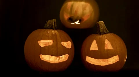 Scary halloween pumpkins Stock-Footage 55077240