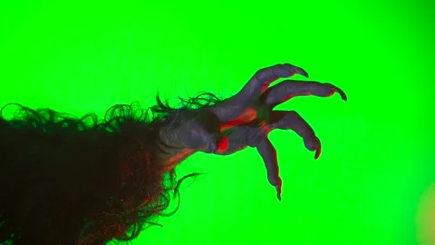 Scary hand with claws wolf werewolf monster paw on a green background Stock-Footage 327468950