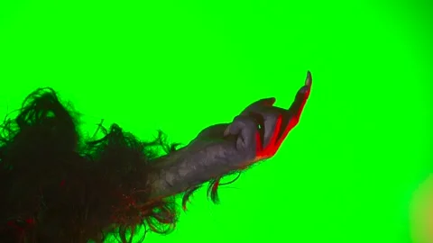 Scary hand with claws wolf werewolf monster paw on a green background Video stock 327470169