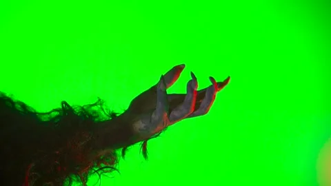 Scary hand with claws wolf werewolf monster paw on a green background Video stock 327472528
