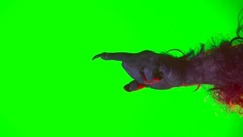 Scary hand with claws wolf werewolf monster paw on a green background Video stock 327472897