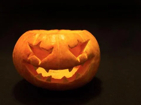 Scary head made of pumpkin. 스톡 사진