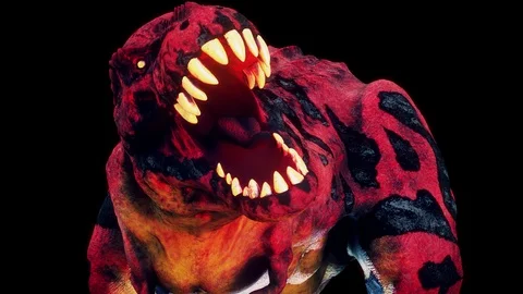 Scary Hell Dinosaur Vj Loop Stock Footage 125899607