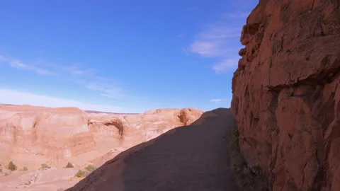 Scary hike to Delicate Arch Stock Footage 153111204