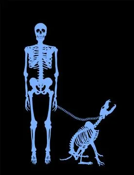 Scary horror dead man with dead dog on leash, doomsday Illustrazione stock