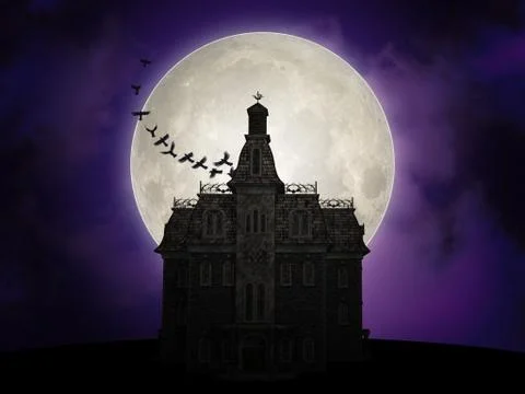 Scary House Backdrop Stock Illustration