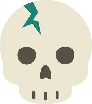 Scary human skull with bone crack Stock Illustration