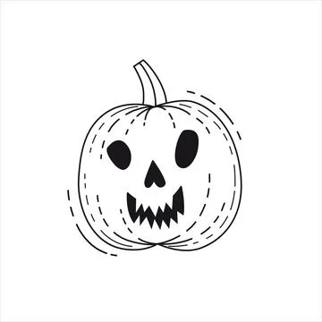 Scary jack o lantern hand drawn. Stock Illustration