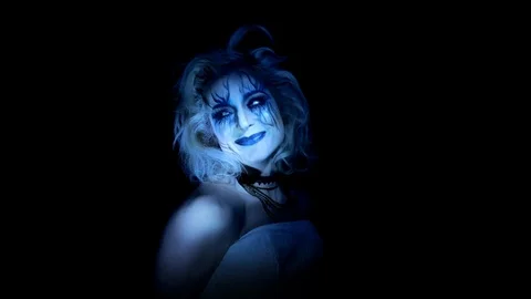 Scary Lady Smiling Stock Footage 117454450
