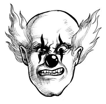 Scary looking clown Illustrazione stock