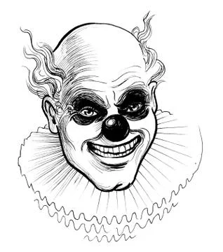 Scary looking clown Illustrazione stock