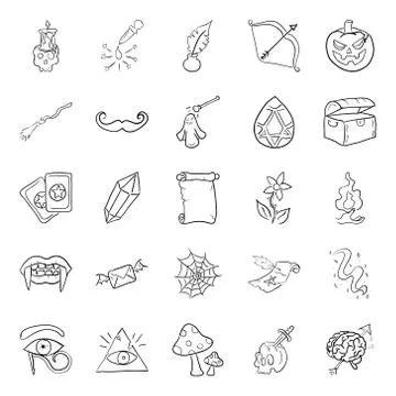 Scary Magic Doodle Vectors Pack Stock Illustration