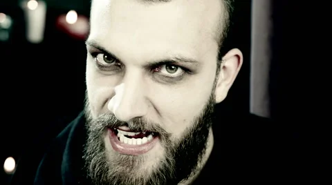 Scary man becoming evil horror Stock Footage 49108367