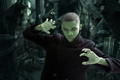 Scary man in dungeon Stock Illustration